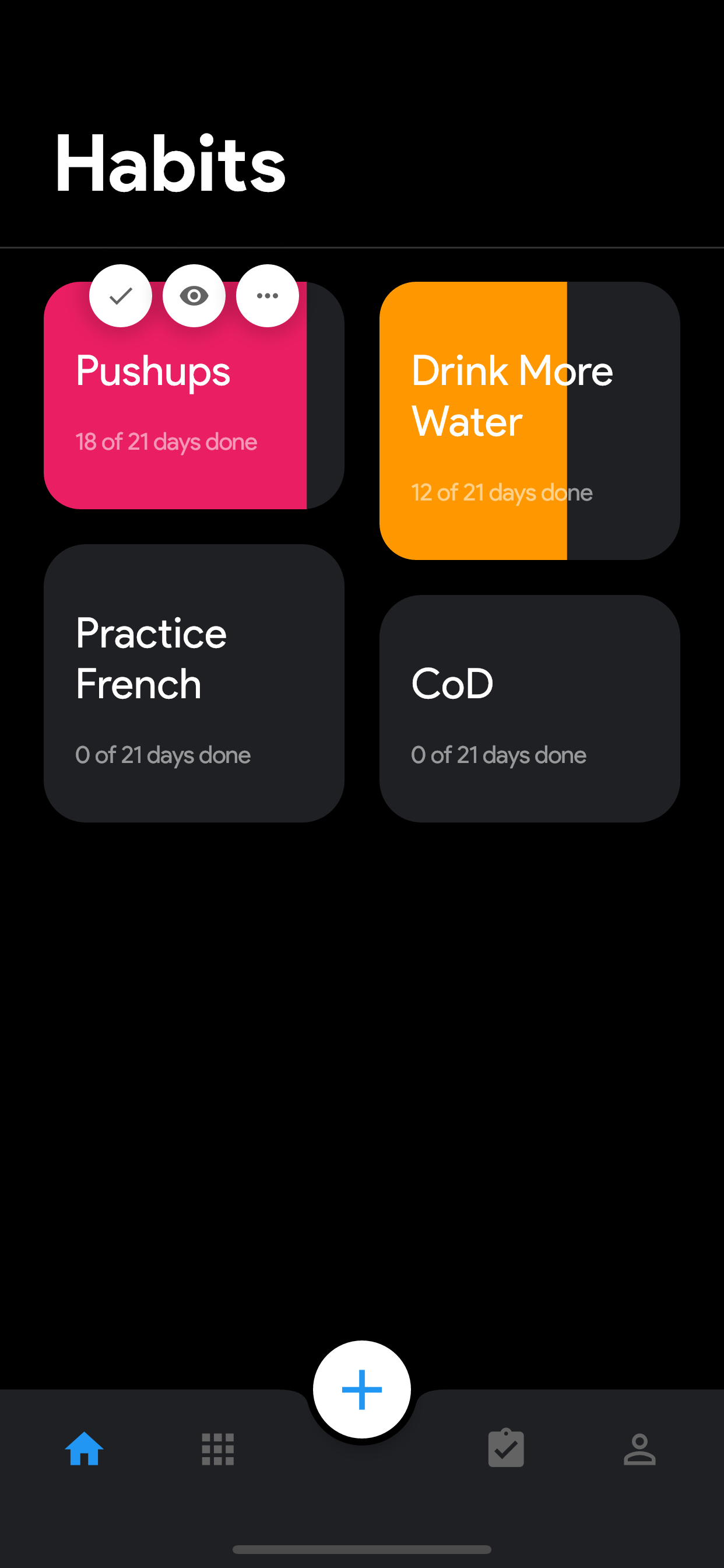 Habitus: four habits, 21 days each